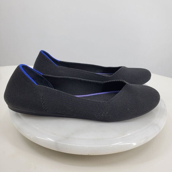Rothy's The Round Toe Black Women's Slip On Ballet Flat Career Dress Shoes 8 - Picture 10 of 11